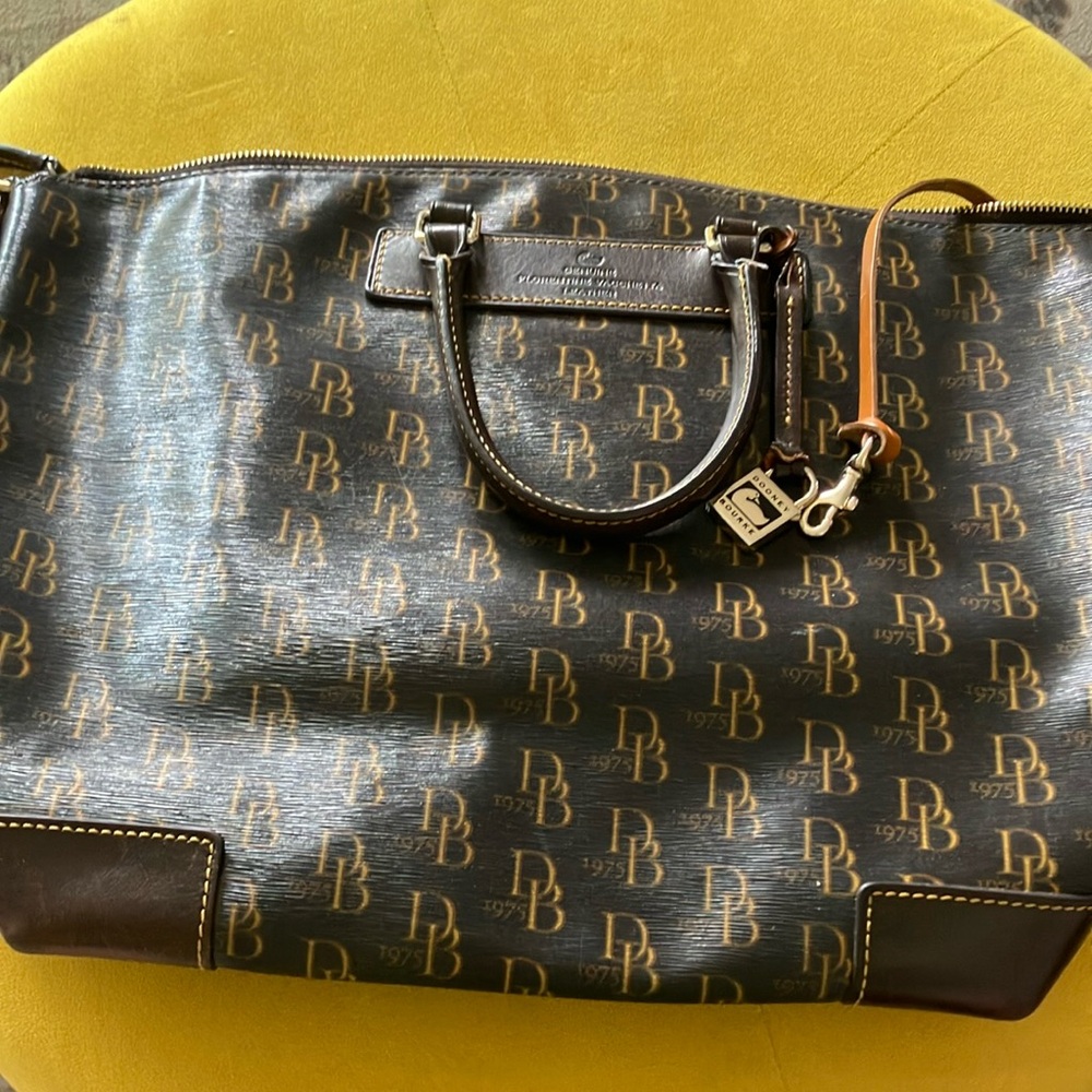 Dooney & Bourke Blue and Brown Monogram Handbag